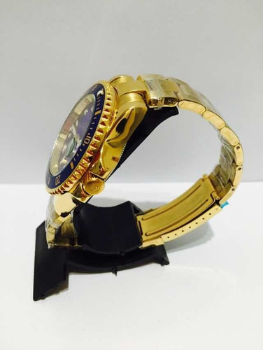 Relógio Submariner Gold Azul Caixa Grande 45mm