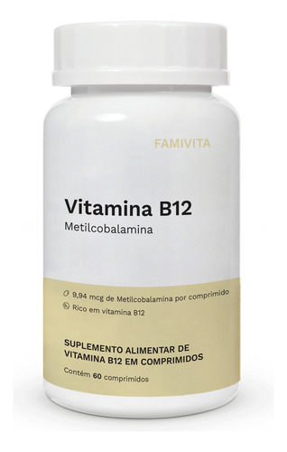 Vitamina B12 - 9,94 Mcg De Metilcobalamina - 60 Comprimidos Sabor Sem Sabor
