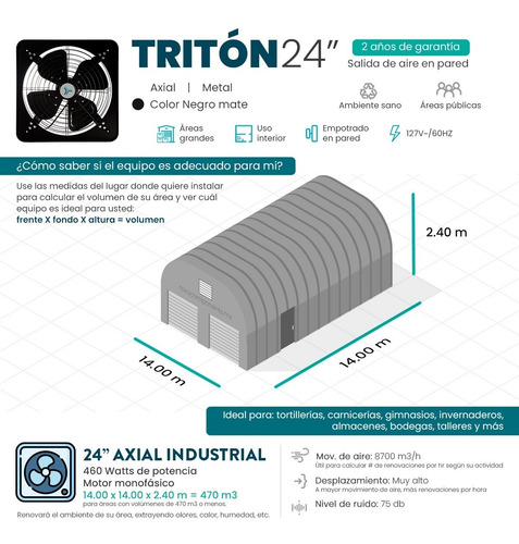 Imagen 2 de 6 de Extractor De Aire Industrial Masterfan Triton 24 Pulgadas
