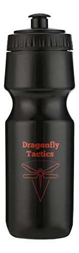 Botella De Agua Negra Dragonfly Tactics, Sin Bpa, 750 Ml
