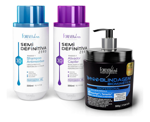 Kit Escova Semi Definitiva Zero Com Blindagem Forever Liss