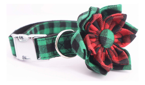 Collar De Perro Con Flor Navideña Verde, Collar De Flor