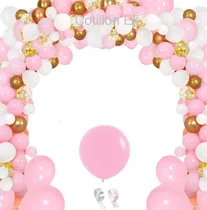 Comprar Arco Globos Rosa Dorado Confetti 1er Año Baby Shower Cumple