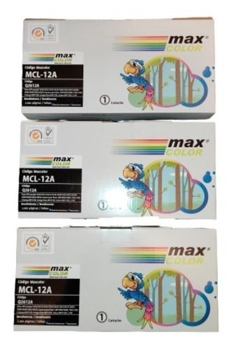 Imagen 2 de 2 de Pack 3 Toner Alternativo Q2612a (12a) 1010 1012 1015 1018