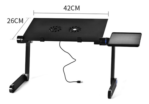 Imagen 4 de 8 de Mesa Plegable Portátil 2 Ventiladores Ajustable Escritorio