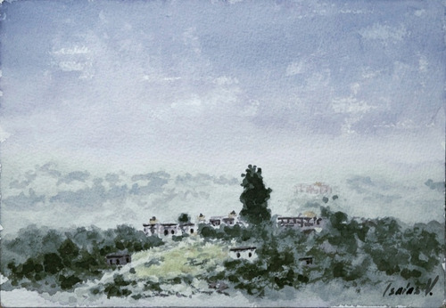 Caserío Desde El Estudio - Acuarela De Isaías Velázquez