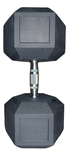 Mancuerna Hexagonal 100 Lbs Wod Pro Caucho Cromada Color Negro