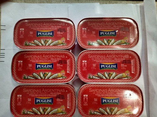 Imagen 2 de 8 de Sardinas Puglisi En Salsa De Tomate 6 Unidades X 170