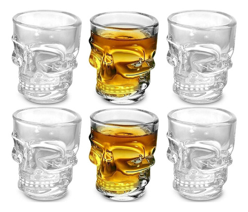 Set X 6 Vasos Shot De Tequila Calavera Calaca Pack Chupito