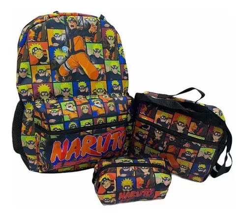 Kit mochila e estojo grande padrão escolar Naruto uzumaki hokage