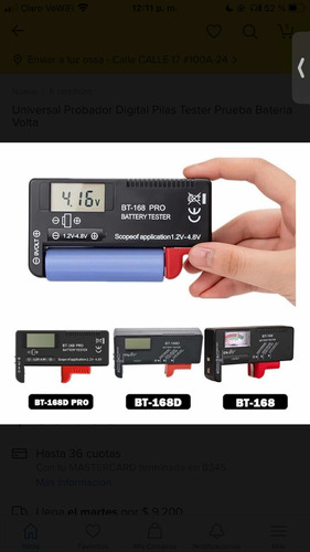 Universal Probador Digital Pilas Tester Prueba Bateria Volta