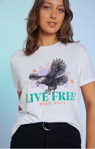 Imagen 2 de 4 de Remera Rimmel Rocio Estampada Con Letras Live Free Mujer