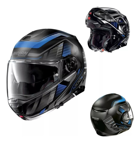 Casco Abatible Moto Nolan N100-5 Plus Starboard 43 Azul/gris