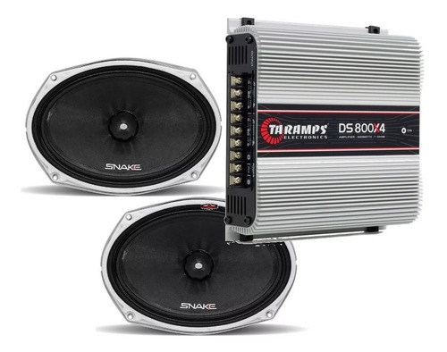 02 Alto Falante Snake 6x9 220wrms + Módulo Taramps 800w Rms