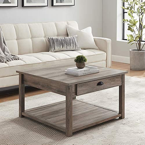 Walker Edison Modern Country Square Coffee Table Living Esta