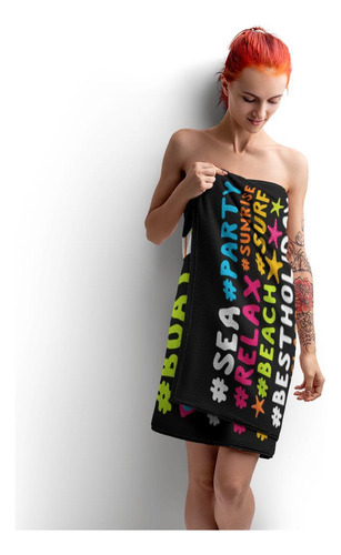 Toalla suave para piscina y playa, 140 x 70 cm, estampado 07 Hashtag
