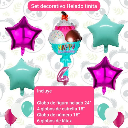 Set 12 Globos Decoración Cumpleaños Helado Sundae