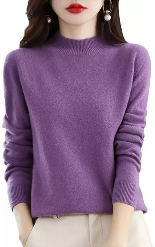 Jersey Mujer Cachemira Cuello Alto Lana  Invierno