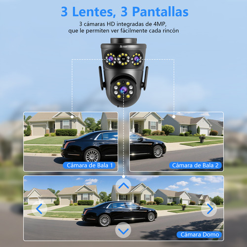 Ation® 15mp Triple Lente Cámara De Seguridad Exteriores 2k Visión Nocturna A Color Completo Seguimiento Móvil Alarma Móvil Llamada Bidireccional Protección Ip66
