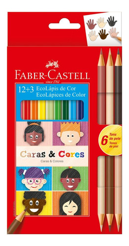 Lápiz De Colores Faber Caras Y Colores 12 + 3