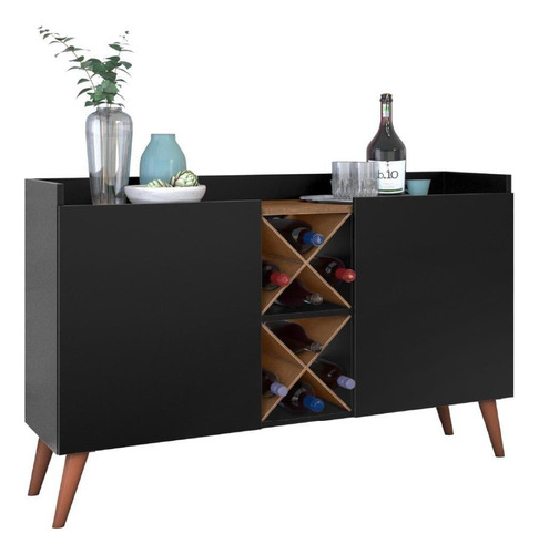 Aparador Buffet Balcão Zanzini Max Com Adega Natura/preto