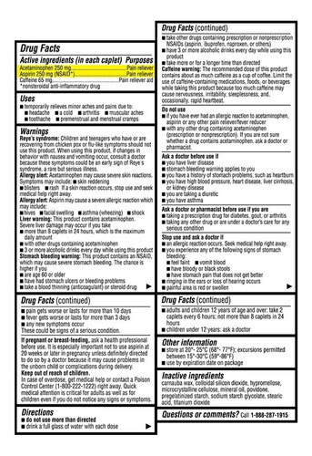 Equate Acetaminofen 250 Mg + Aspirina 250 Mg 200 Tabletas