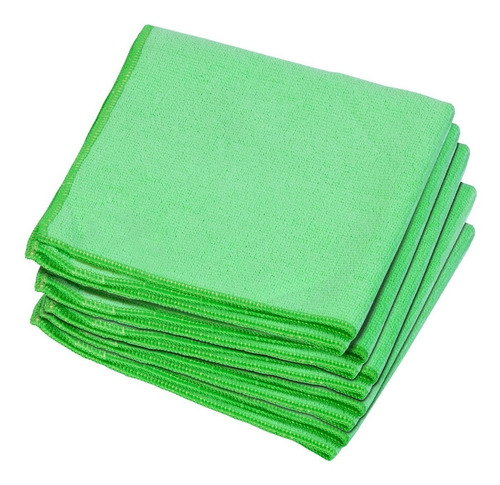 5 Pz - Sinerco Paño Microfibra De 40cmx40cm Verde Color