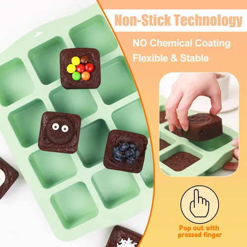 Molde De Silicona Qeleg Para Brownies Con Divisores, 2 Pzs