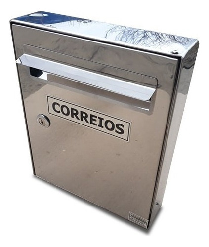 Caixa Correio Inox Entrada De Prédio Com Chapéu 40x30x7cm Cor Prateado