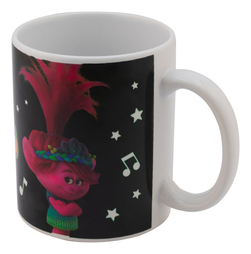 Taza De Cerámica Trolls 3 Que Cambia De Color 340 Ml Color Negro