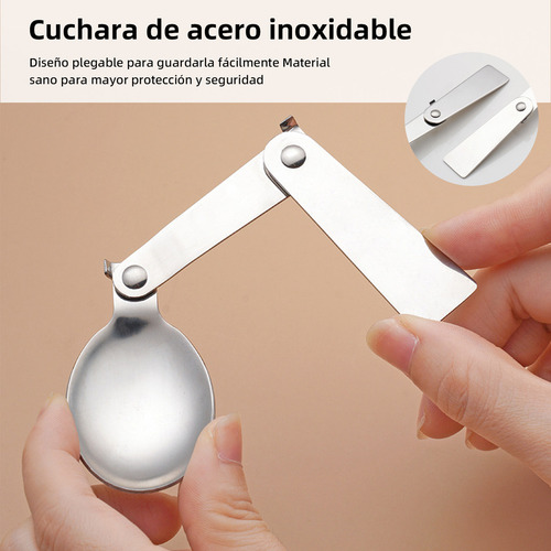 Doremama 2pz Termo De Acero Inoxidable Exterior Portátil + 4 Cucharas, Acero Inoxidable Con Botella Aislada Para Alimentos Calientes Rosa Y Verde
