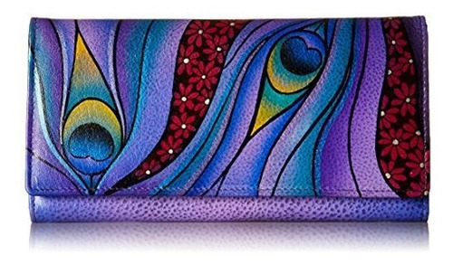 Anna By Anuschka Hand Painted Checkbook Wallet/clutch