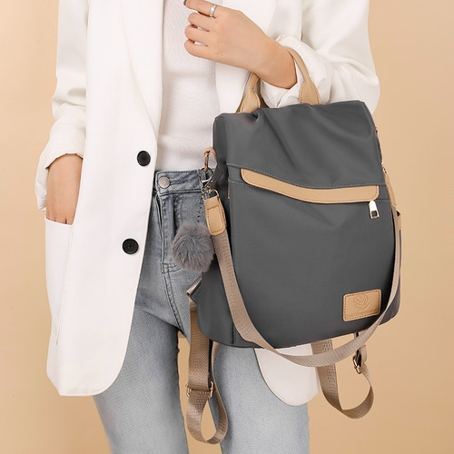 Mochila Mujer YRC Backpack Urbana Paño De Oxford Impermeable Anti-robo Monedero Color Gris 15L