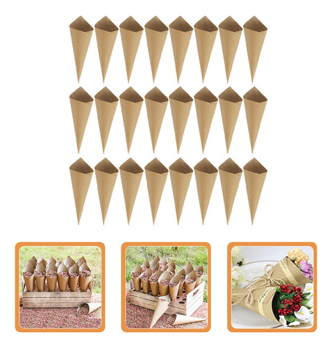 Cones De Papel Para Candy Buffet Kraft Paper 120 Unidades
