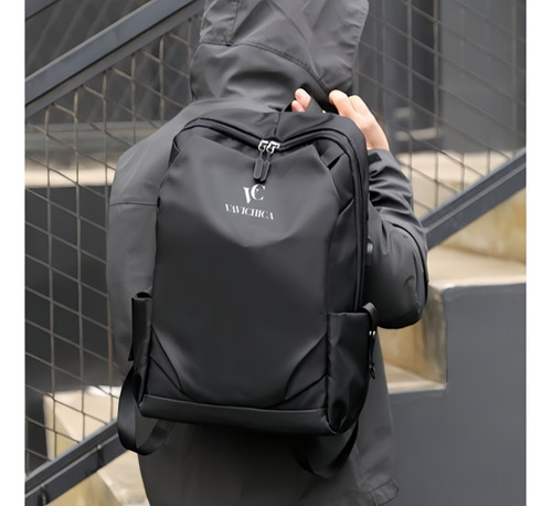 Mochila Para Notebook Masculina Vavichica Carregamento Usb Cor Preto Desenho Do Tecido Lisa