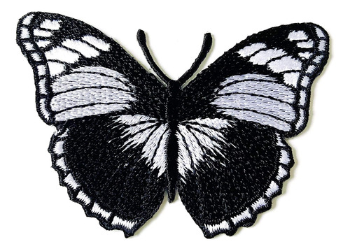 Th Mariposa Color Negro Hermoso Hierro Coser Parche Cha...