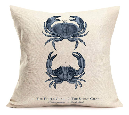 Funda De Almohada Decorativa De Algodón Y Lino, Diseño Marin