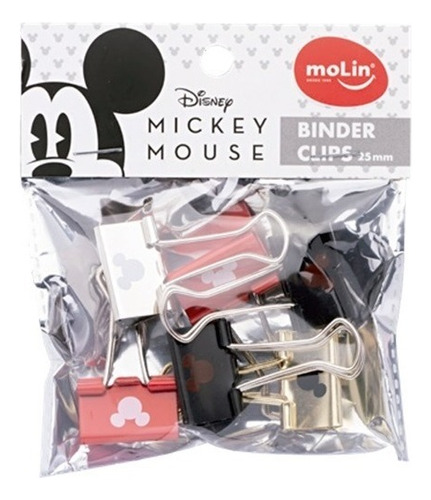 Prendedor P/papel Blinder Molin 25mm Mickey Mouse 06unidades Cor Sortidas