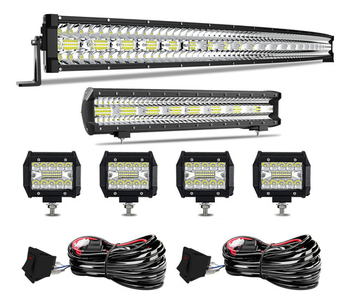 Barra Luz Led T-former Curvada Kit Triple Fila Pod Lights