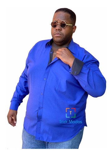 Imagem 1 de 4 de Camisa Social Plus Size - Moda Maior Varias Cores - Barato