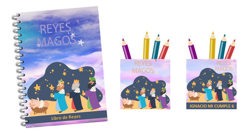 Kit Imprimible Souvenir Cumple Reyes Magos + Hojas Colorear 