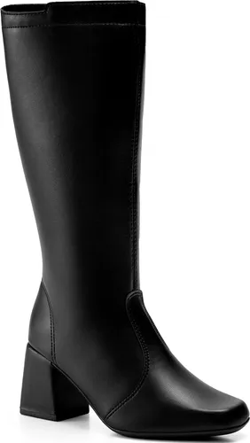 Bota Feminina Lumiss Salto Alto Cano Alto Bico Quadrado