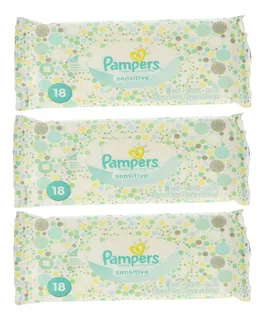 Pampers Toallitas Sensibles, 18 Unidades (paquete De 3)