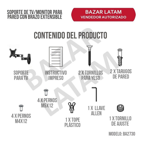 Soporte Monitor Pared Brazo Extensible Regulable