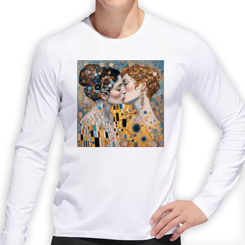 Remera Hombre Ml Klimt Reversion Del Cuadro Orgullo Gay M2