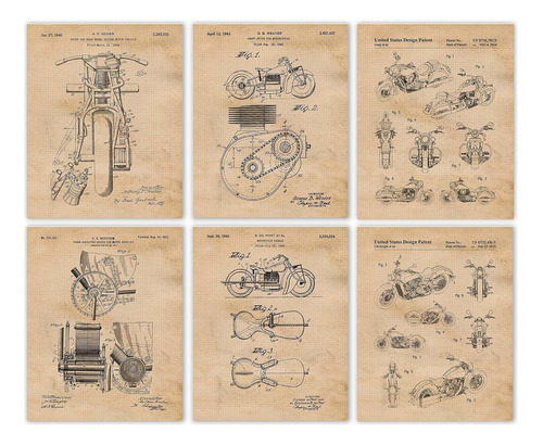 Impresiones De Patentes De Motocicletas Vintage Indias,...