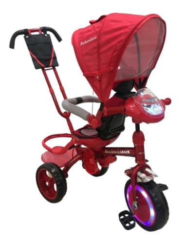 Imagen 2 de 8 de Triciclo Con Paseador /bebés/ Azul, Fucsia, Rojo Y Gris