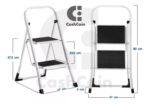 Escalera Metálica Plegable De 2 Escalones Antideslizante