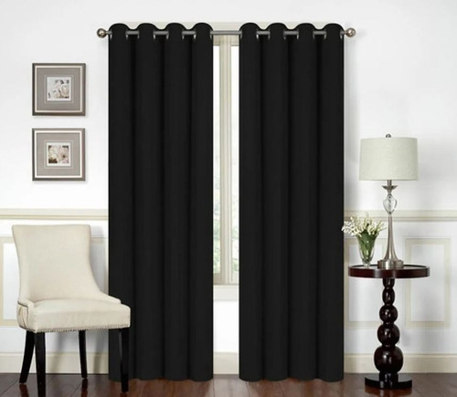 Cortinas Aros Negras Blackout Oscurecen Tu Recamara Color Negro