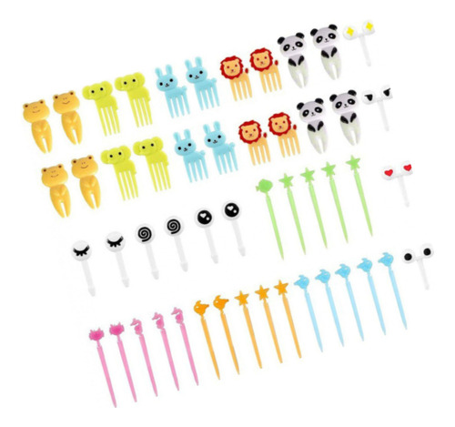 50 Peças De Garfo De Frutas Home Cartoon, Lindo Conjunto De